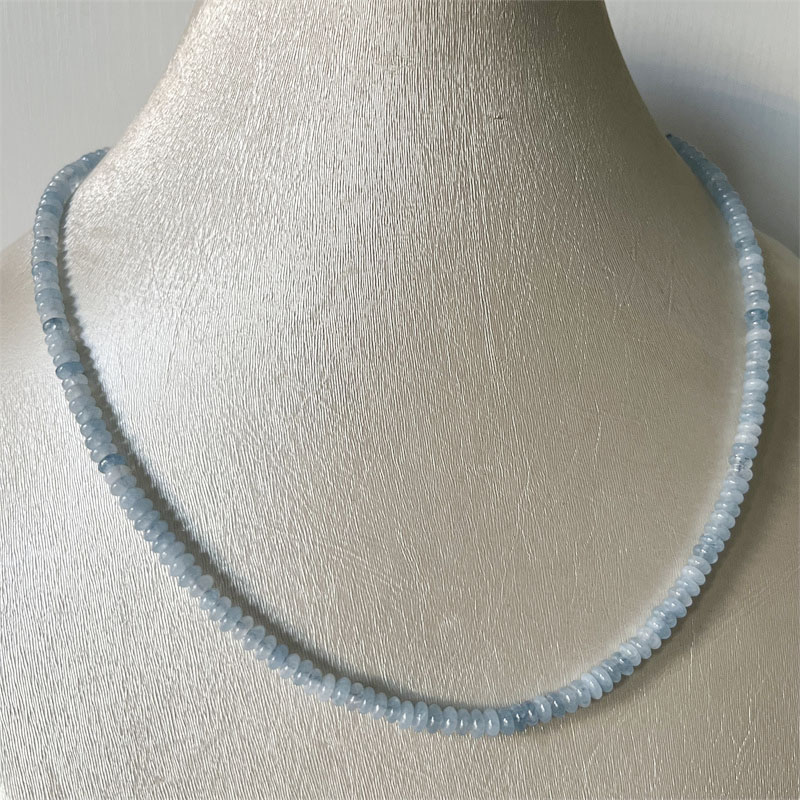 Yoga Health & Fitness Centre - 2*4MM collana Aquamrine perline di pietra