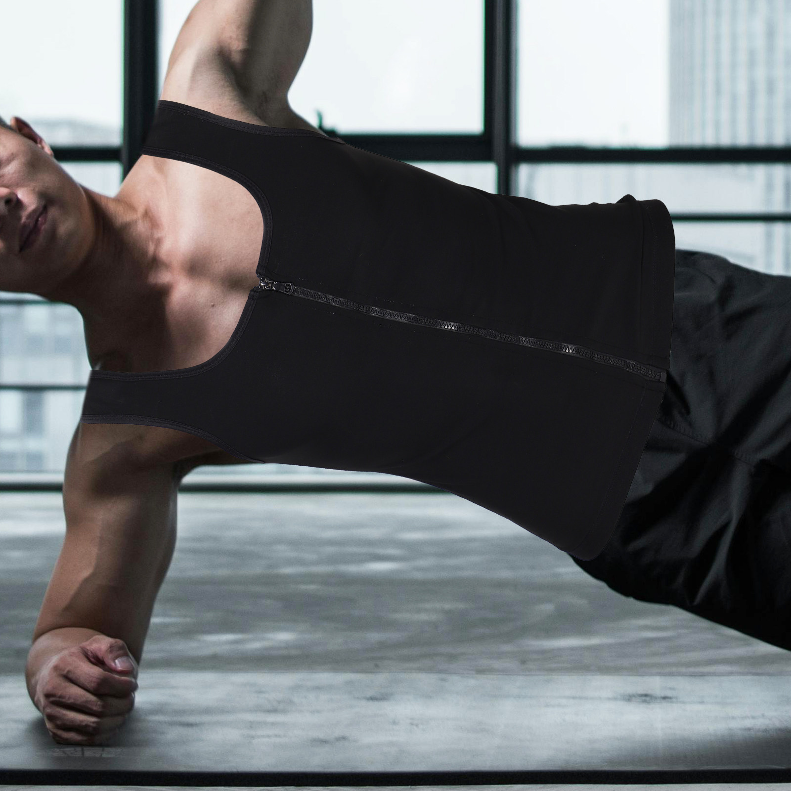 Yoga Fitness Top - Gilet da Uomo con Zip, Compressivo,